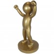 Statue design en résine dorée personnage a la tête ronde 100 cm