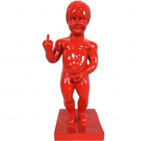 Statue en résine rouge le célèbre Manneken-Pis doigt d'honneur 35 cm