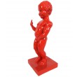 Statue en résine rouge le célèbre Manneken-Pis doigt d'honneur 35 cm