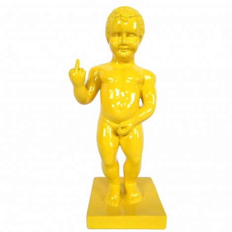 Statue en résine jaune le célèbre Manneken-Pis doigt d'honneur 35 cm