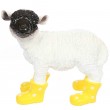 Statue en résine d'un mouton tête noire en bottes jaune 30 cm