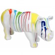 Statue rhinocéros multicolore fond blanc en résine - 100 cm