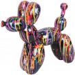 Statue chien ballon en résine multicolore fond noir Alain - 28 cm