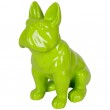 Statue en résine chien bouledogue Français assis vert - 40 cm