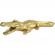 Statue en résine crocodile doré gueule ouverte - 70 cm