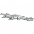 Statue en résine crocodile argent gueule ouverte - 70 cm