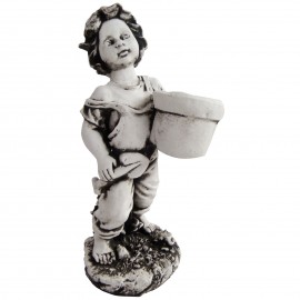 Statue en béton garçon et jardinière 43 cm