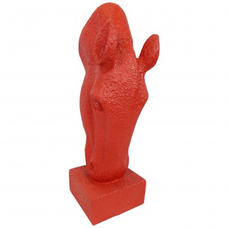 Jardinière en résine statue tête de cheval de couleur rouge 75 cm