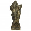 Jardinière en résine statue tête de cheval de couleur doré antique 75 cm