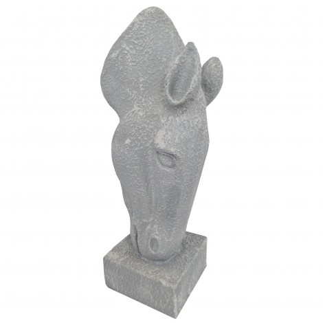 Jardinière en résine statue tête de cheval de couleur gris clair 75 cm