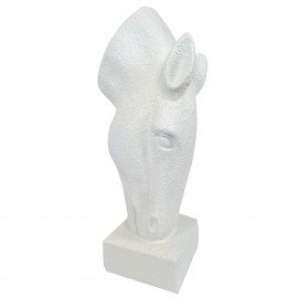 Jardinière en résine statue tête de cheval de couleur blanche 75 cm