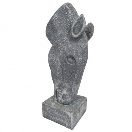 Jardinière en résine statue tête de cheval de couleur gris foncé 75 cm