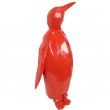 Statue pingouin origami en résine de couleur rouge 80 cm