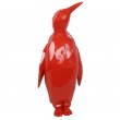 Statue pingouin origami en résine de couleur rouge 80 cm