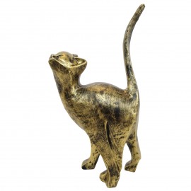 Statue en résine CHAT origami patine dorée antique - 46 cm