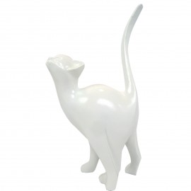 Statue en résine CHAT origami blanc - 46 cm