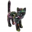 Statue chat en résine que droite multicolore fond noir ( jojo ) 35 cm