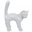 Statue chat en résine queue droite blanc 35 cm