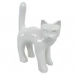 Statue chat en résine queue droite blanc 35 cm