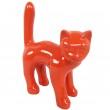 Statue chat en résine queue droite rouge 35 cm