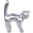 Statue chat en résine argenté 35 cm