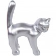 Statue chat en résine queue droite argenté 35 cm