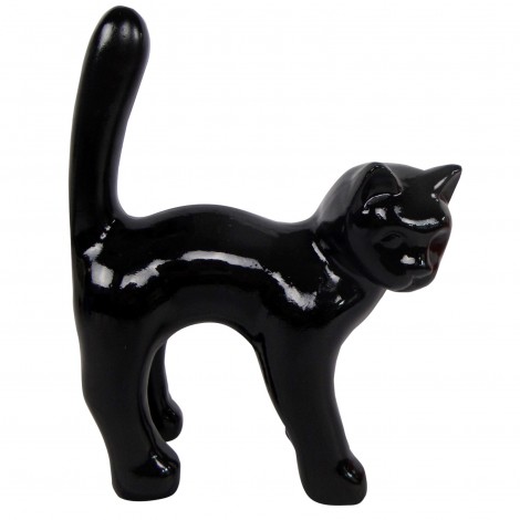 Statue chat en résine noir 35 cm