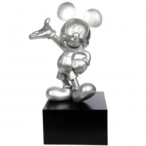 Statue en résine Mickey de couleur argentée 80 cm