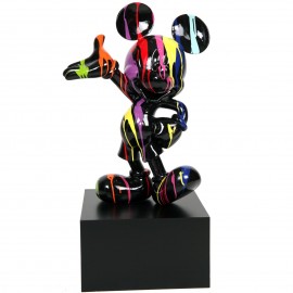 Statue en résine Mickey multicolore fond noir 80 cm