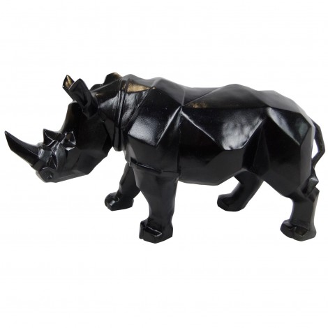 Statue rhinocéros origami noir - 42 cm
