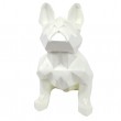 Statue en résine bouledogue français assis origami blanc - 30 cm