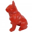 Statue en résine bouledogue français assis origami rouge - 30 cm