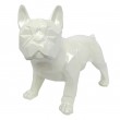 Statue en résine bouledogue français debout origami blanc - 40 cm