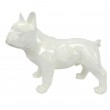 Statue en résine bouledogue français debout origami blanc - 40 cm