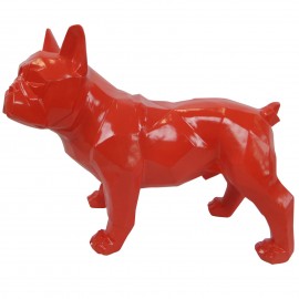 Statue en résine bouledogue français debout origami rouge - 40 cm