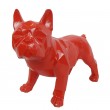 Statue en résine bouledogue français debout origami rouge - 40 cm