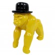 Statue gorille résine singe jaune en origami - 25 cm
