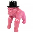 Statue gorille résine singe fuchsia en origami - 25 cm
