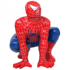 Statue en résine spiderman accroupi rouge 60 cm