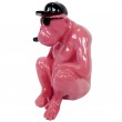 Statue en résine singe gorille fuchsia assis - 25 cm