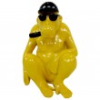 Statue gorille résine singe jaune assis - 25 cm