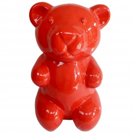 Statue en résine ours rouge XXL - 100 cm
