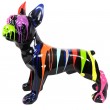 Statue en résine bouledogue français debout multicolore fond noir - 90 cm