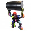 Statue en résine Donkey Kong gorille singe multicolore fond noir avec tonneau 100 cm