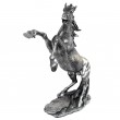 Statue en résine cheval cabré argenté - 90 cm