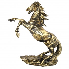 Statue en résine cheval cabré doré - 90 cm