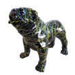 Statue en résine CHIEN bouledogue anglais multicolore fond noir - 90 cm