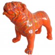 Statue en résine CHIEN bouledogue anglais multicolore fond orange - 90 cm