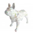 Statue chien bouledogue Français en résine multicolore fond blanc - Victor- 90 cm