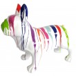 Statue chien bouledogue Français racé en résine multicolore fond blanc 90 cm